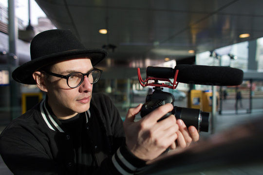 Creative man filming