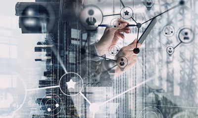 Social networking connection. Mixed media