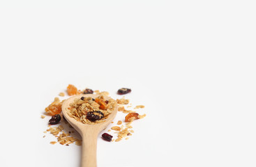 Homemade Granola on isolated White Background