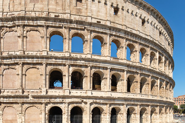 Fototapeta na wymiar The Colosseum in central Rome on a sunny summer day