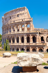 The Colosseum in central Rome on a sunny summer day