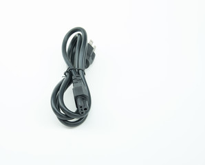 computer cable power on white background