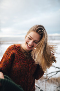 Blonde Woman Flips Hair Alaska