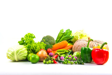 collection vegetables isolated white background