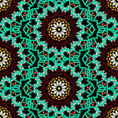 Bohemian pattern with big abstract flowers