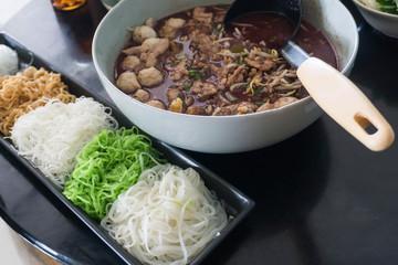 Noodles boat waterfalls