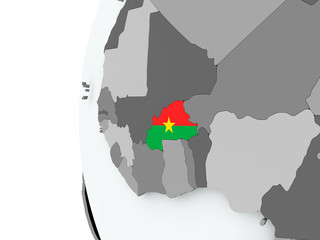 Burkina Faso on globe with flag