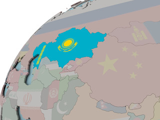 Map of Kazakhstan with flag
