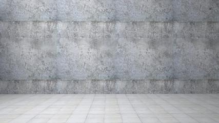 Concrete interior design with on a floor. 3D rendering.