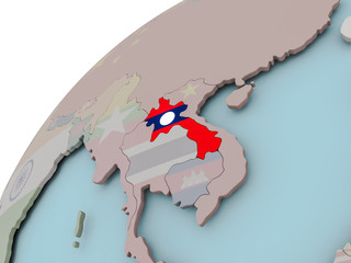 Map of Laos with flag