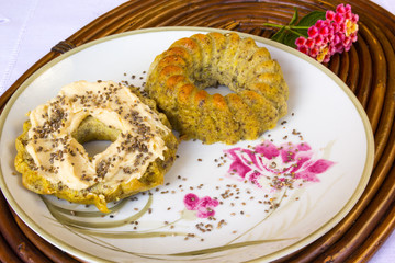 Homemade muffins with cream chesse