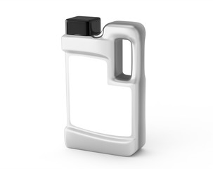 Silver motor oil container