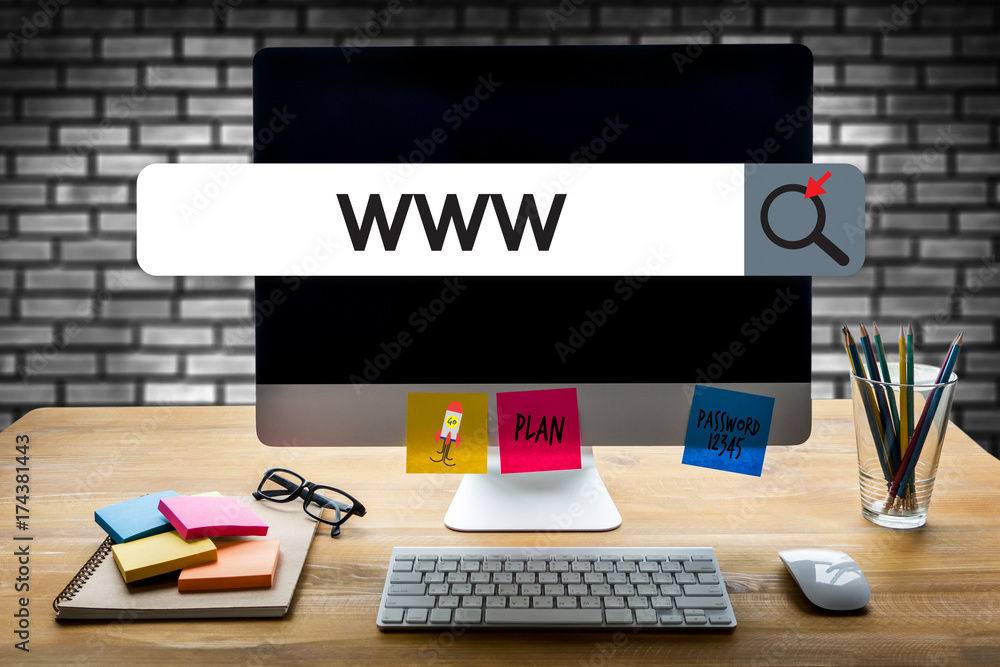 Poster www website online internet web page computer browser connection network concept to use www