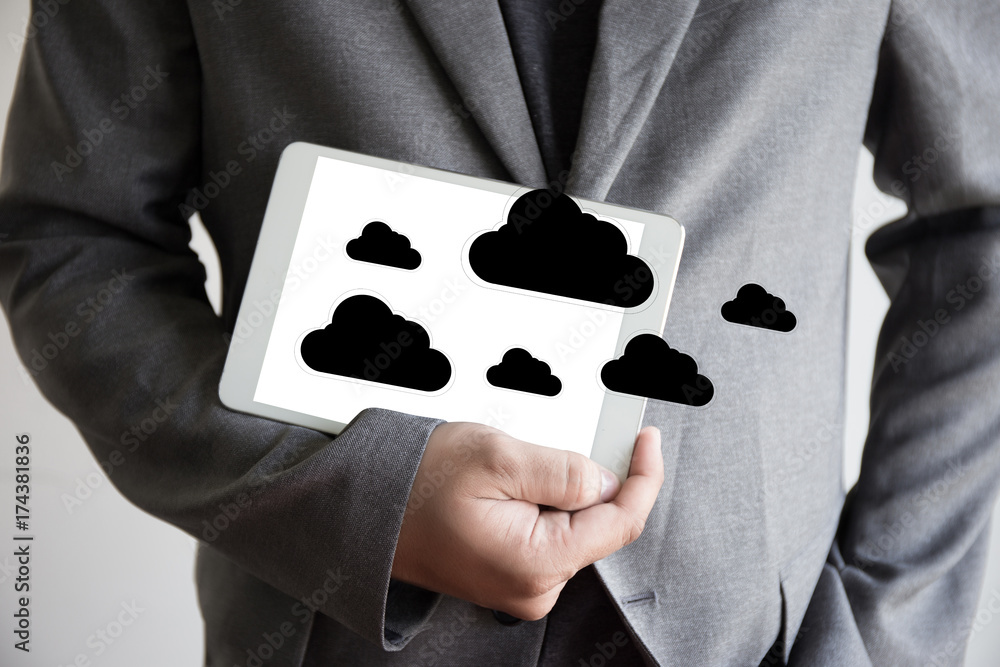 Poster cloud computing diagram network data storage technology service