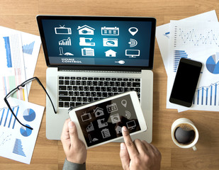 system app Remote home control system on phone Real estate concept