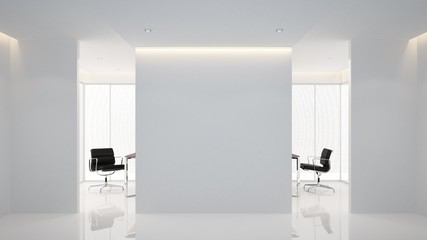 Interior work space empty wall white - 3D Rendering 