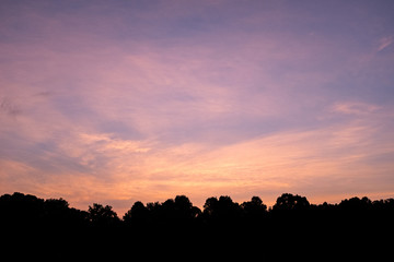 The pre-sunrise sky over the Talladega National Forest in Alabama, USA