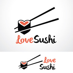 Love Sushi Logo Template Design Vector, Emblem, Design Concept, Creative Symbol, Icon
