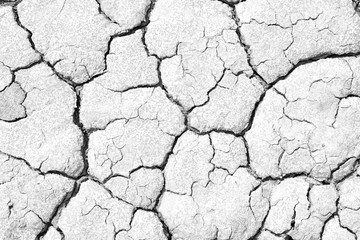 Black and white image of crack soil texture background