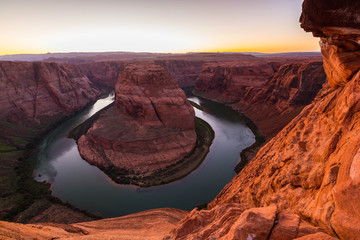 Horseshoe bend, Arizona, under warm evening light