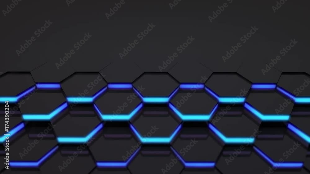 Poster 3d loop hexagonal motion graphic background