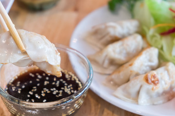 Gyoza or dumplings. (Japanese food, Chinese food)
