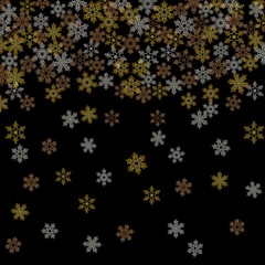 Wallpaper with falling snowflakes. Background for card, invitation.
