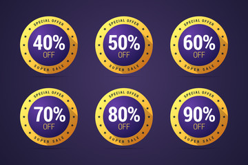 Set of the isolated medals, badges, stamps for special offerz