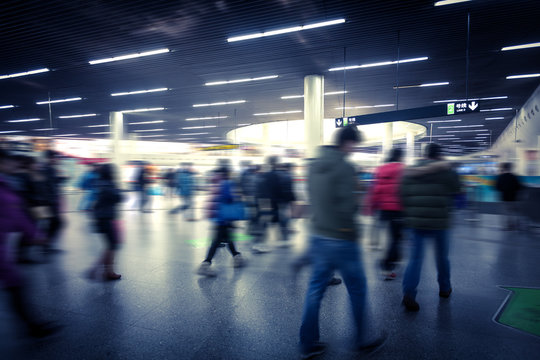 Subway Platform On The Flow Of People