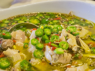 Boiled Fish with Green Pepper Sauce