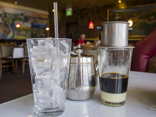 Traditional Vietnam style drip coffee