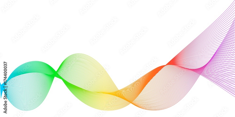 Poster Stylized line art rainbow background, Digital sound effect equalizer frequency track, vector fresh digital pattern mixed gradients colors of the rainbow