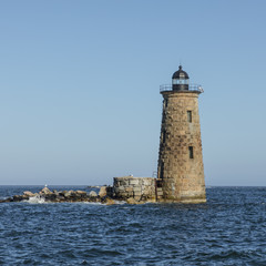Fototapeta na wymiar Whaleback Lighthouse off the coast of Portsmouth Maine