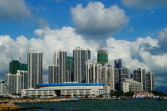 Tall buildings in Shekou Sea world. Shenzhen, china.