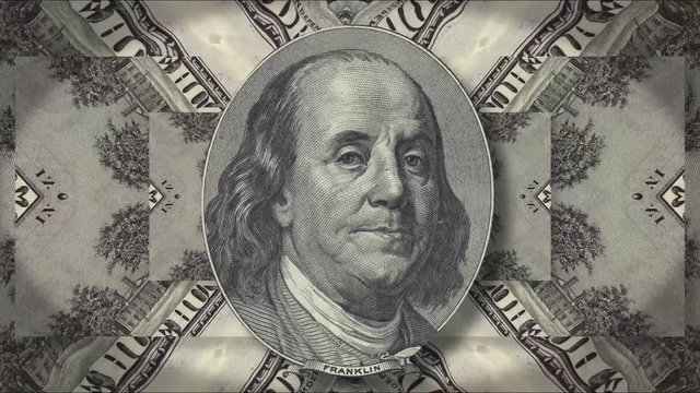 100 dollar abstract kaleidoscope background, money background