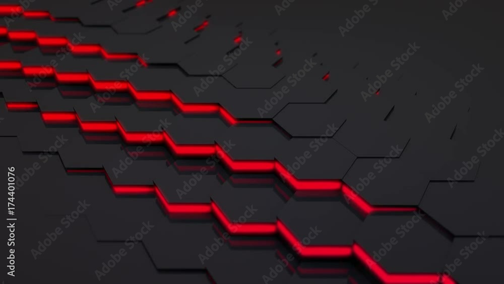 Poster 3d loop hexagonal motion graphic background