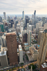 Fototapeta na wymiar Aerial View of Chicago Downtown from 2017