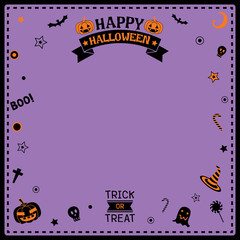 Halloween symbol purple pattern frame