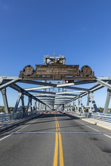The Memorial Bridge  over the Piscataqua River, in Portsmouth, which connects New Hampshire to Maine, USA
