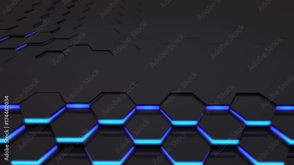 Poster 3d loop hexagonal motion graphic background