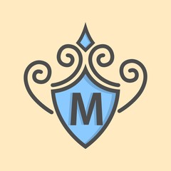 Monogram and identity logo design template with elegant ornament