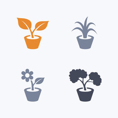 House Plants - Carbon Icons. A set of 4 professional, pixel-aligned icons designed on a 32 x 32 pixel grid.