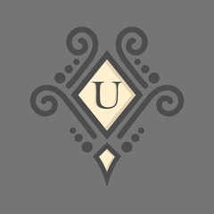 Monogram and identity logo design template with elegant ornament