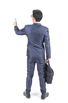 Asian Businessman standing on White Background, Man working Concept, isolated on white background.
