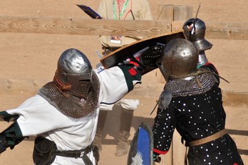 Fototapeta premium Medieval knights fighting in tournament