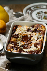 Squidgy chocolate pear pudding