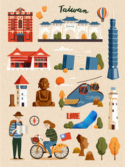 Obraz premium Taiwan Attraction Set