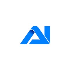 ai logo initial logo vector modern blue fold style