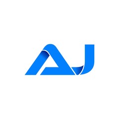 aj logo initial logo vector modern blue fold style