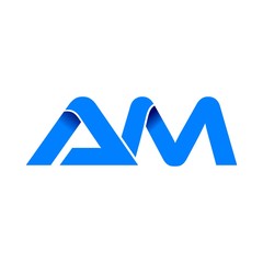 am logo initial logo vector modern blue fold style